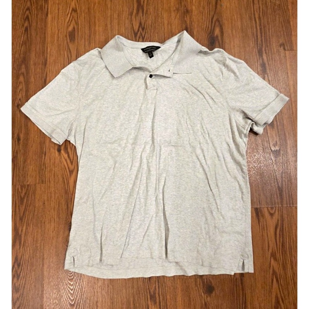 Banana Republic Luxe Touch Performance Men's Polo L Gray Short Sleeve Cotton